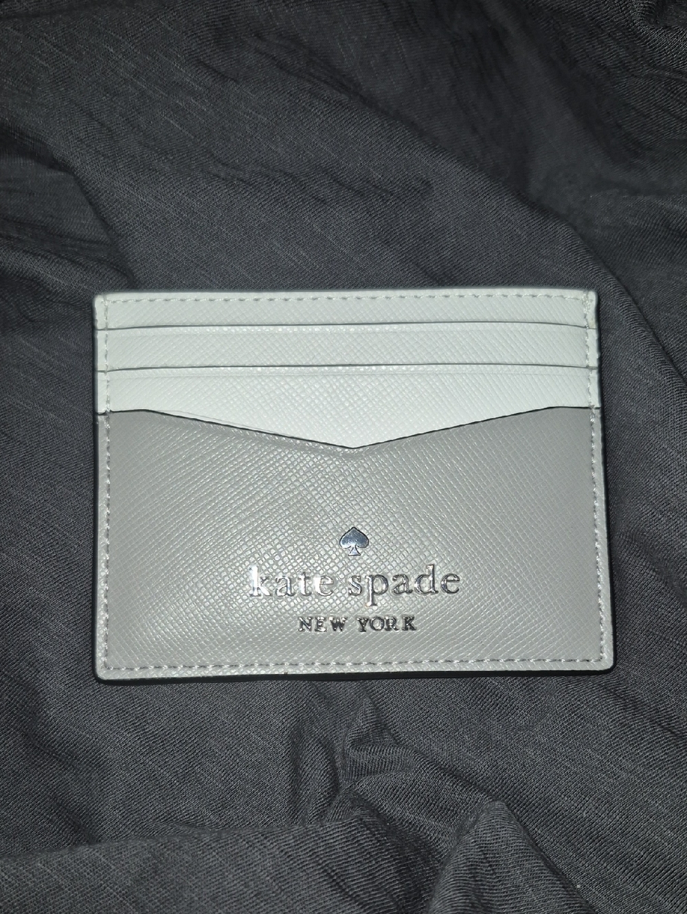 Kate Spade Two-Tone Gray and White Leather Card Case